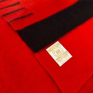 Vintage Hudson’s Bay Point Blanket – Red & Black Stripe – 4 Point – 100% Wool